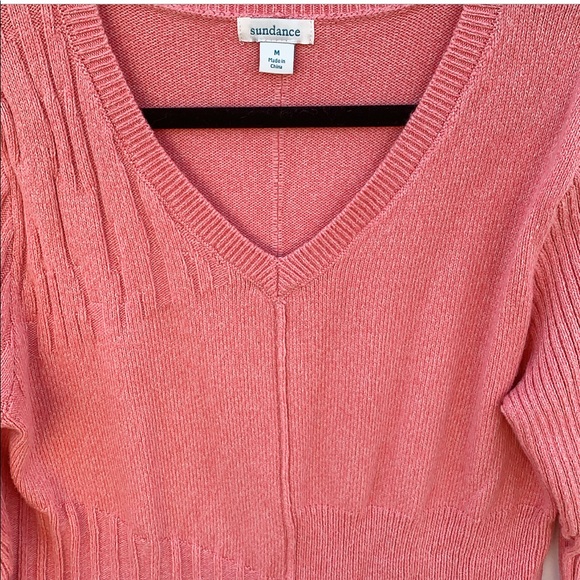 Sundance Velkin V Neck Mixed Knit Sweater Pink - Picture 2 of 3